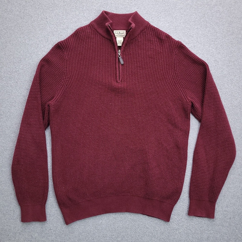 LL Bean Sweater Medium Tall Waffle Knit Fisherman Cashmere Blend Pullover Men